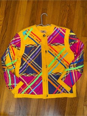 Vibrant Yellow Multicolor Patchwork Bomber Jacket